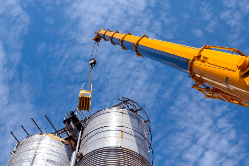 aerial work by a crane