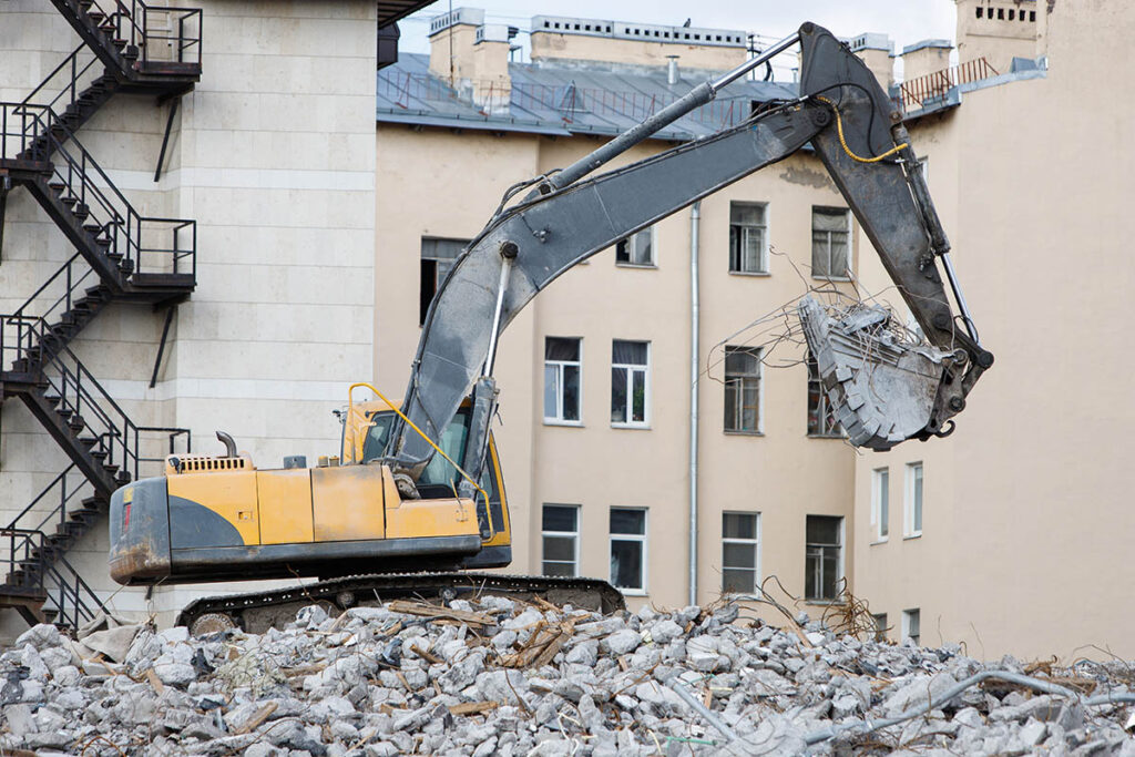 building-demolition-with-hydraulic-excavator